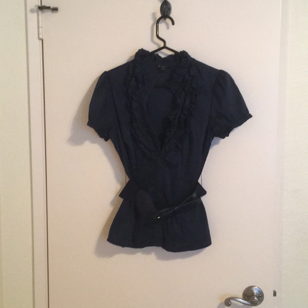 XXI blue ruffled top